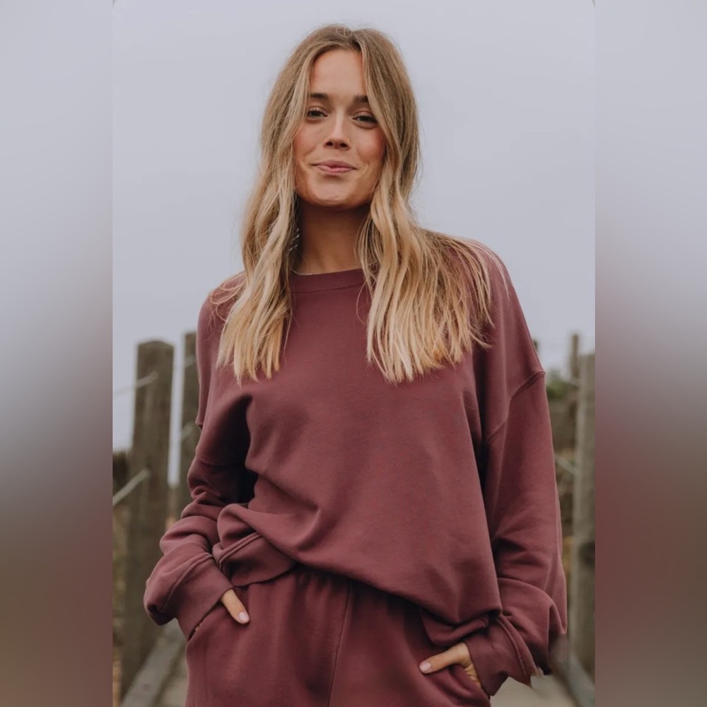 Daily Drills Unisex Fleece Joggers & Oversized Crew - Wine